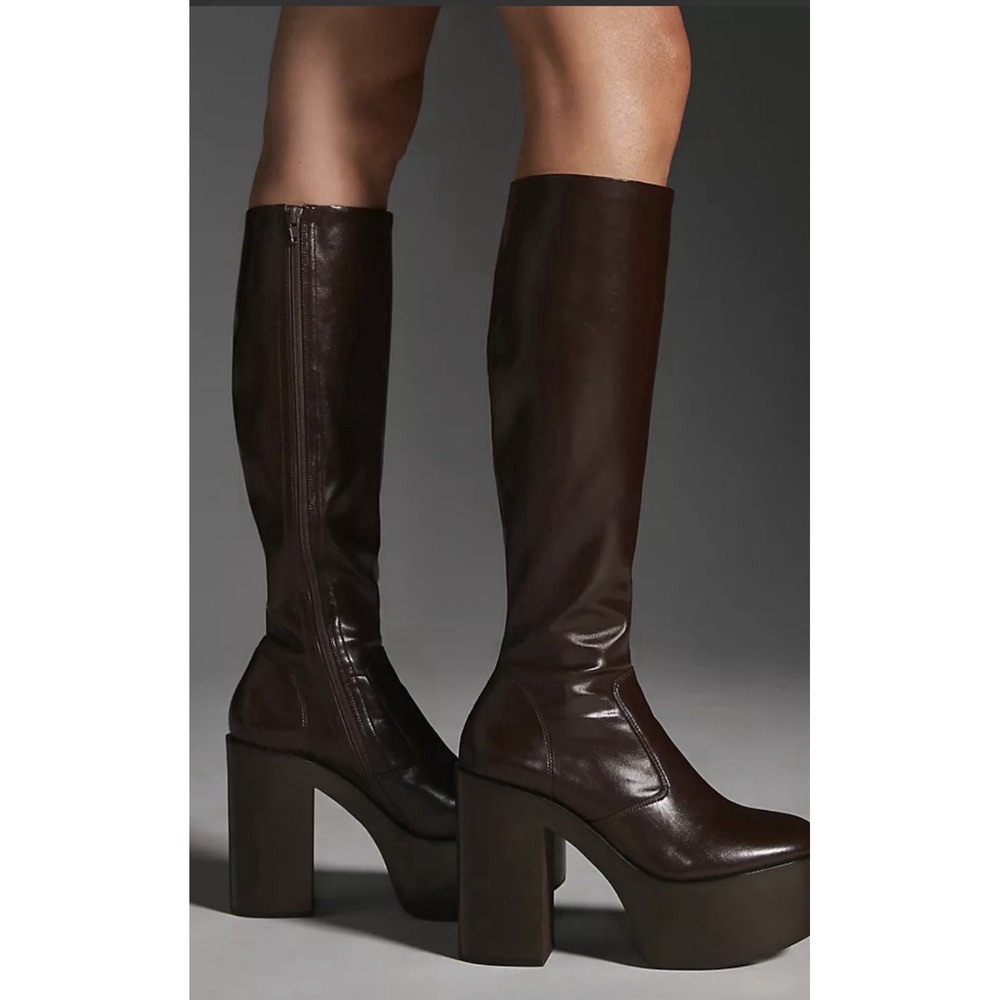 Jeffrey Campbell The Band Boots Brown Size 7.5 Block Heel Platform